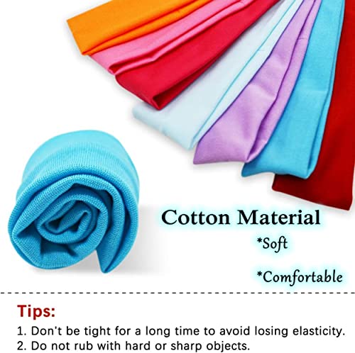 14 Pcs Colorful Cotton Yoga Headbands - Elastic Sweatbands Set