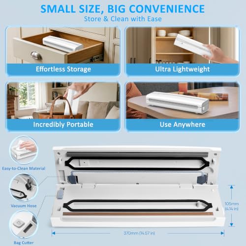 11-in-1 Food Vacuum Sealer with Moisture Sensor - White