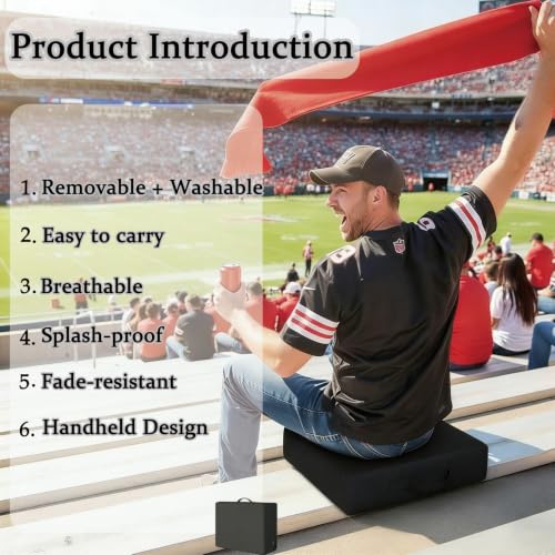 Foreard Waterproof Stadium Seat Cushion 3.15 Inches Thick Portable Bleacher Pad