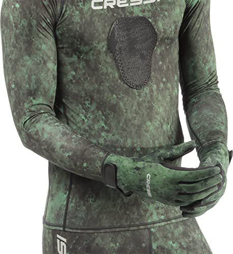 Cressi Camouflage Spearfishing Gloves Large Camo Green - Neoprene Diving Gloves