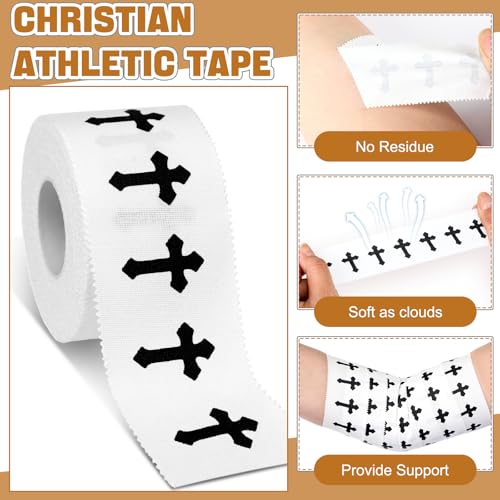 Christian Athletic Tape - 3 Rolls Cotton Sports Wrap for Joint Support