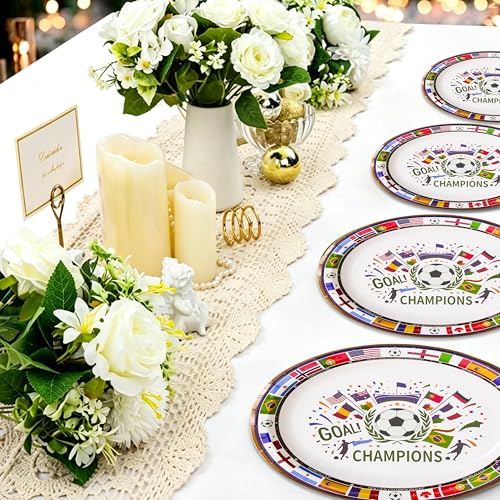 2026 World Cup Party Supplies - 50 Pack Large Paper Plates, White
