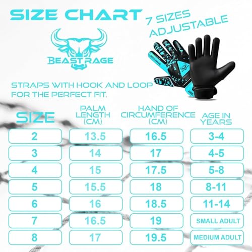 Goalkeeper Gloves for Kids - Aqua Size 5 (Ages 9-12)