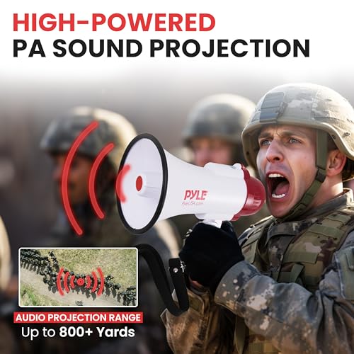 30W Megaphone Bullhorn with 1200-Yard Range - White