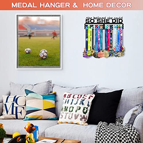 Medal Display Rack - She Believed She Could - 13.8" Black