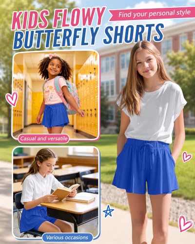 Girls Flowy Athletic Shorts - Royal Blue, 11-12 Years