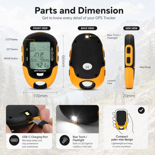 Handheld GPS Altimeter with Barometer & Compass - Waterproof