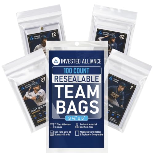 100 Count Resealable Team Bags for Trading Cards - High Clarity Sleeves