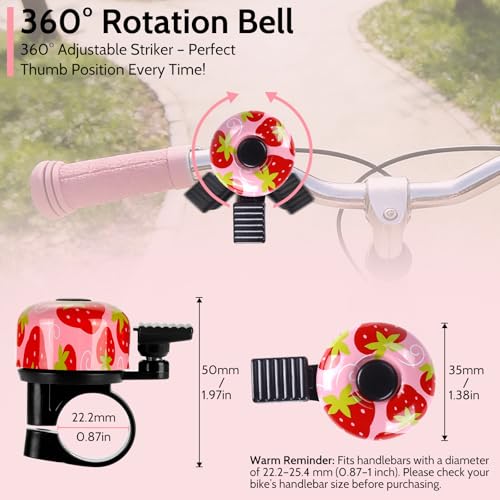 Crisp Sound Bicycle Bell for Handlebars - Strawberry