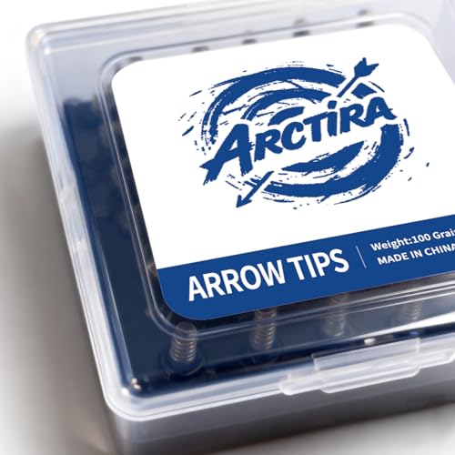 ARCTIRA 100 Grain Silver Gray Archery Arrow Tips - Pack of 25 for Recurve & Compound Bows