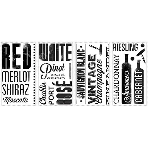 RoomMates RMK2649SCS Wine Lovers Peel and Stick Wall Decals, Black