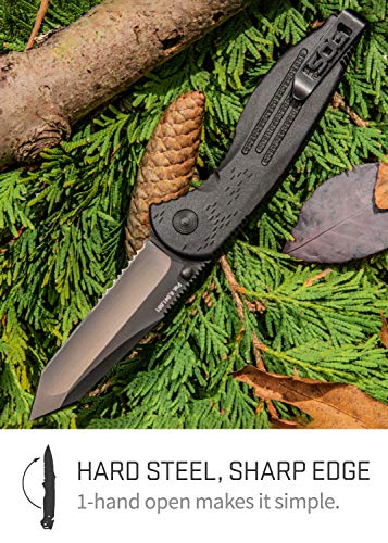 SOG Aegis Black TiNi Tanto Folding Pocket Knife 3.5in Assisted Open