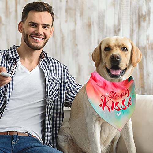 6 Pack Adjustable Tie Dye Dog Bandanas - Colorful Pet Scarves