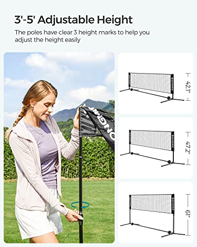 Height Adjustable Badminton & Volleyball Net - 10FT Black