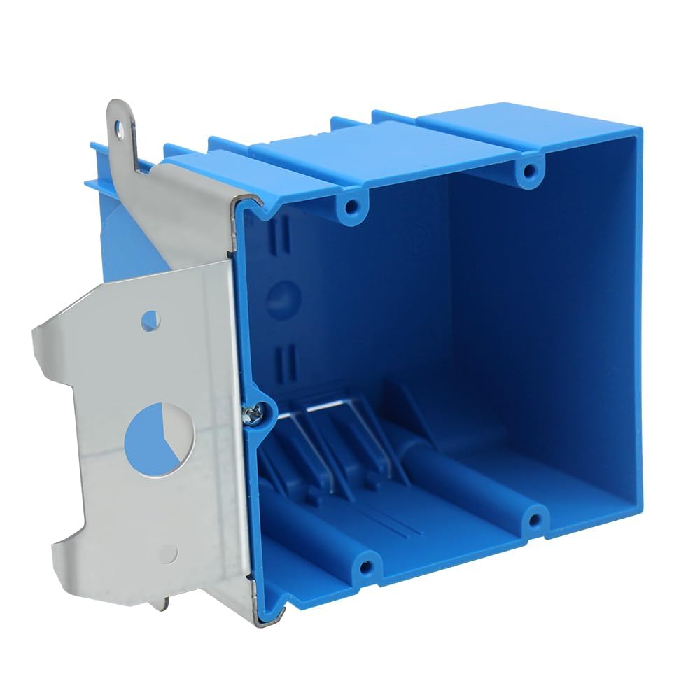 XGGYA 2 Gang Electrical Box Adjustable,Blue Electrical Boxes Plastic,34 Cubic Inch Plastic Outlet Box for Flexibly Adjusted,AWG Standard(1 Pack)