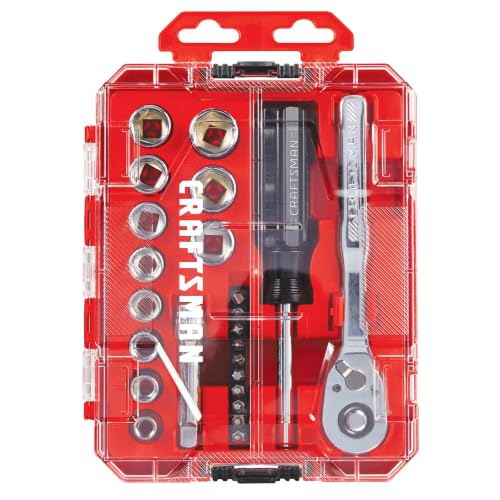 Craftsman 24-Piece Metric Mechanics Tool Set with 3/8 Inch Drive & Low Profile Ratchet - NEW Version
