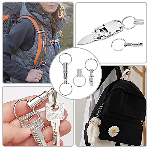 3 Pack Quick Release Detachable Keychain - Dual Pull Apart Metal Key Ring
