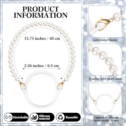 Silicone Water Bottle Holder Sling with Pearl Strap - White