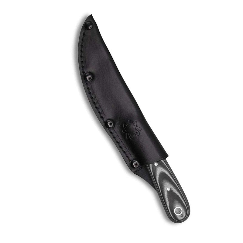 Spyderco Bow River Fixed Blade Outdoor Hunting Knife with 4.40" 8Cr13MoV Stainless Steel Blade and Handcrafted Leather Sheath - PlainEdge - FB46GP