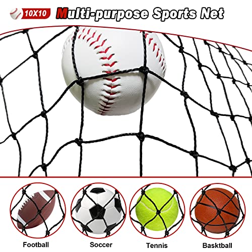 10x10 FT Heavy Duty Baseball Softball Backstop Net - Durable PE