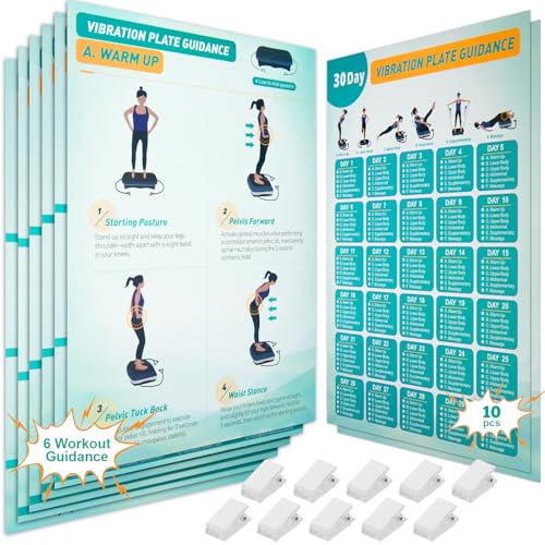 Green Vibration Plate Exercise Poster with Guidance & Workout Planner - All-in-One Home Fitness Chart