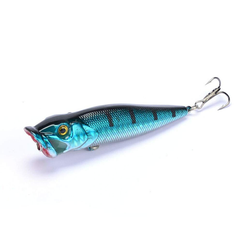SunMine 5pcs Fishing Bass Lures Popper Lure Shallow Swimbait Crankbait with Treble Hook 3D Fishing Eyes for Bass Trout Freshwater and Saltwater