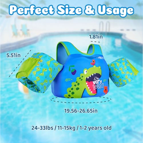 Toddler Swim Vest with Floaties for Water Play, Ages 1-2