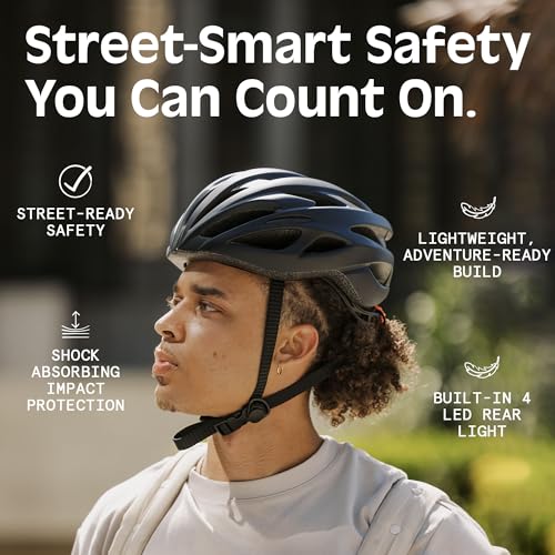 Silas Road Bike Helmet - Adjustable 54-61cm with LED Light - Matte Graphite