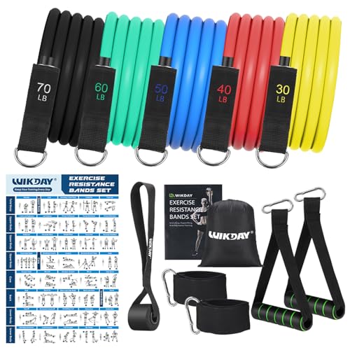 WIKDAY 250 lb Resistance Bands with Handles – All-in-One Home Gym Kit for Beginners