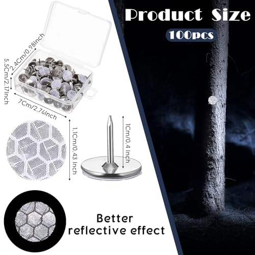 Fullhawl 100 Pcs Silver Reflective Trail Tacks for Hiking Camping & Hunting
