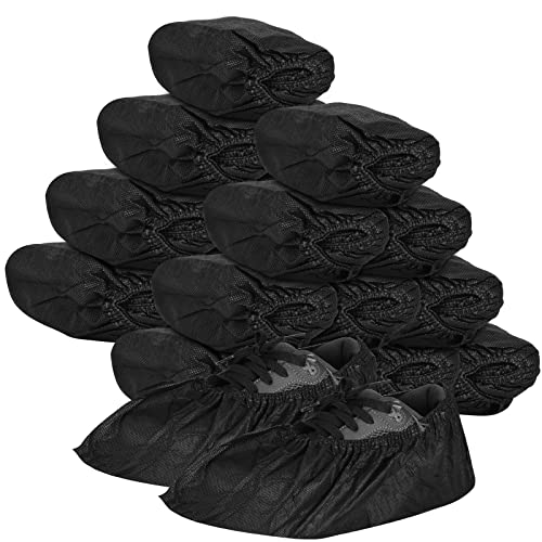 Shoe Covers Disposable 200Pack(100Pairs) Thicker Black Shoe Booties Cover Non Slip for Home Floors Carpet Indoor