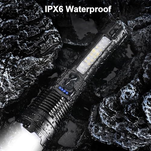 Rechargeable Flashlights High Lumens 2 Packs, 980,000L Super Bright Zoomable Tactical Flash Light with 7 Modes, Battery Powered, Cob Side Light, USB C, LED Handheld Flashlight for Emergency