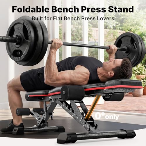 Adjustable Weight Bench with Bench Press Stand - Black