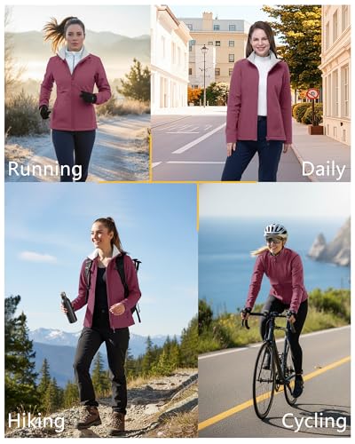 Women's Waterproof Softshell Jacket - Lightweight Fleece Lined Coat, 33,000ft, Dusty Rose, Small