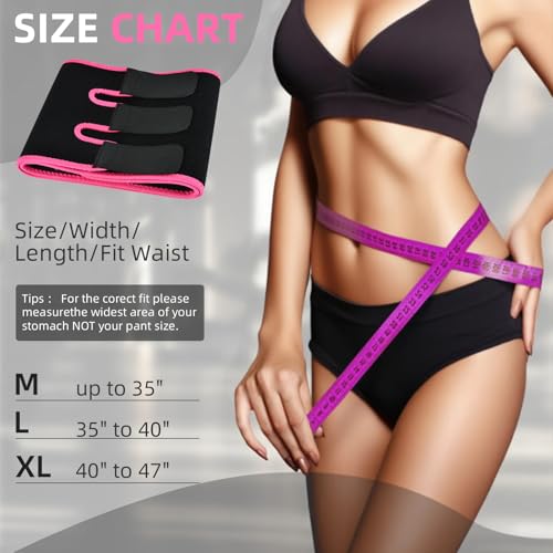 Waist Trainer for Women - Belly Sweat Band with Pocket - Medium Pink