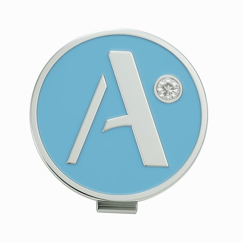 EGG PRO Golf Ball Marker with Crystal, 3 cm Diameter, Monogram Initial Design Initial A