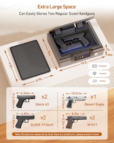 Biometric Fingerprint Gun Safe for Handguns with USB Charging