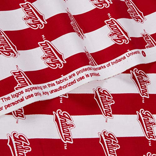 Indiana Hoosiers Cotton Fabric by the Yard - Red & White