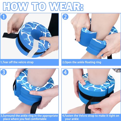 Water Aerobics Cuffs - Adjustable Aquatic Exercise Weights - Blue