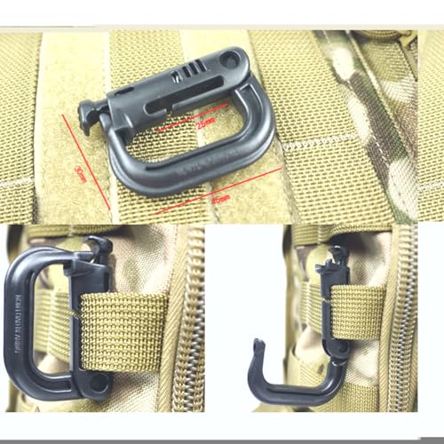 Tactical Molle D-Ring Buckle Clip - Black, Pack of 4