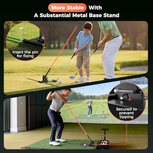 Golf Alignment Sticks Holder with Padding - Green Training Aid