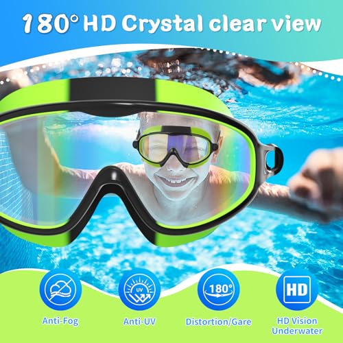 AzureWings Kids Swim Goggles Camouflage Dazzling Blue No Leak Anti-Fog UV Protection 2 Pack