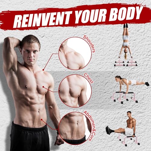Push Up Bars - Sweat-Resistant Parallettes for Strength Training - Pink