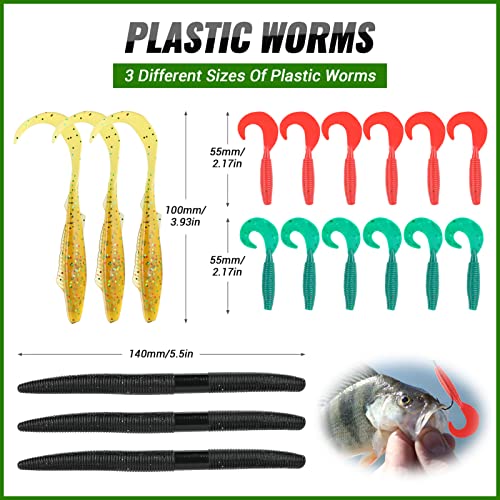 102Pcs Fishing Lures Kit with Tackle Box - All-in-One Saltwater & Freshwater Gear for Bass Trout & More