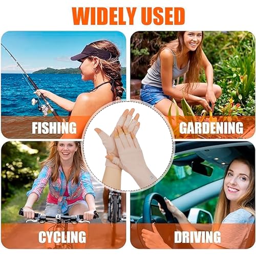 Women's UV Protection Fingerless Driving Gloves - Ice Silk - Pink