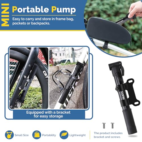 Mini Bike Pump 100 PSI with Flexible Hose for Presta & Schrader Valves