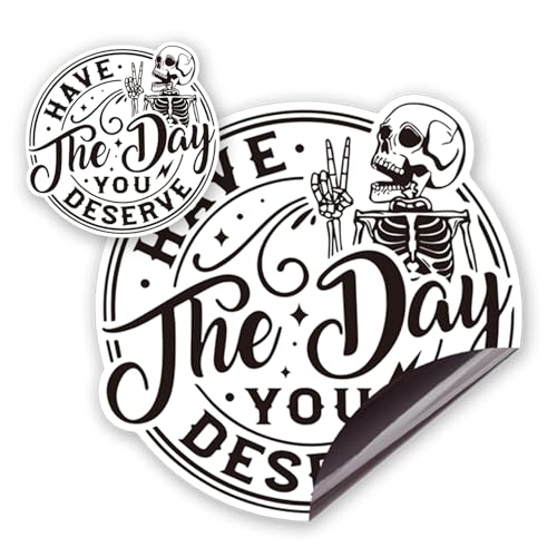 Funny Skeleton Magnetic Car Decal - Motivational Black & White