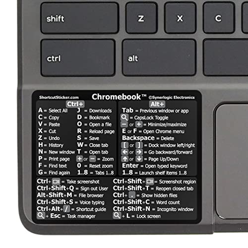 Chrome OS Keyboard Shortcut Sticker - Black Vinyl for Chromebooks