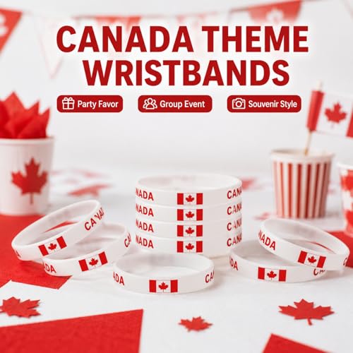 Canada Flag Silicone Bracelet - Patriotic Rubber Wristband for Sports