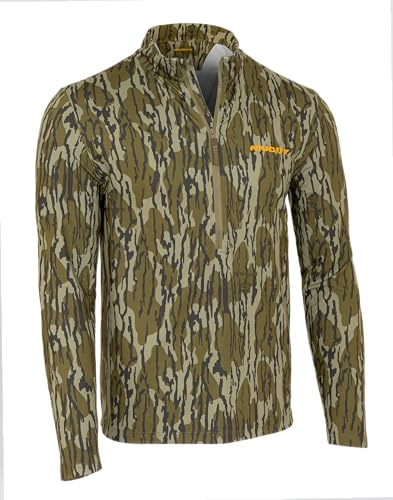 Muddy TRX Lightweight Quarter Zip Shirt for Men, Mossy Oak Bottomland, Medium
